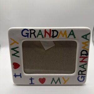 CERAMIC PICTURE FRAME I LOVE MY GRANDMA 80's Colorful Design, Photo 6"x4" VTG